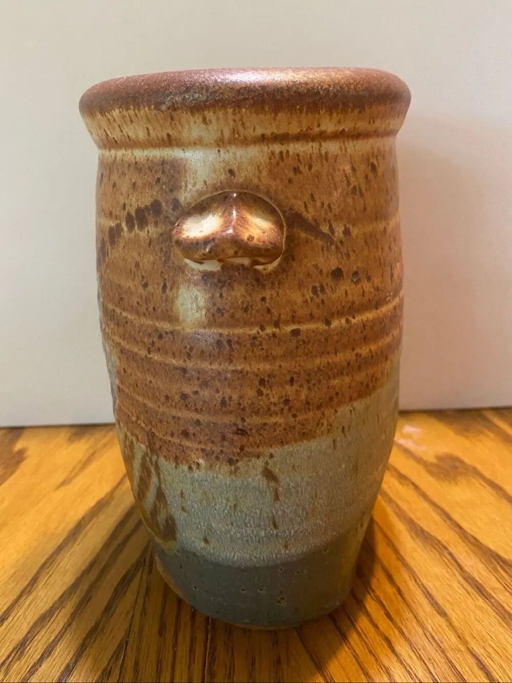 Unbranded Studio Art Pottery Vase Rustic Drip Glaze Brown Green Artist Signed